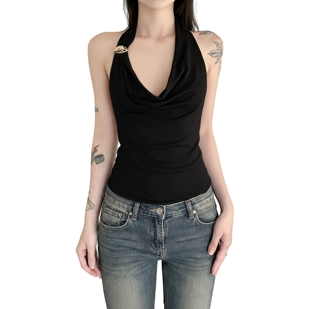 Women's Slim Fit Halter Neck Sleeveless Tank Top (Copy)